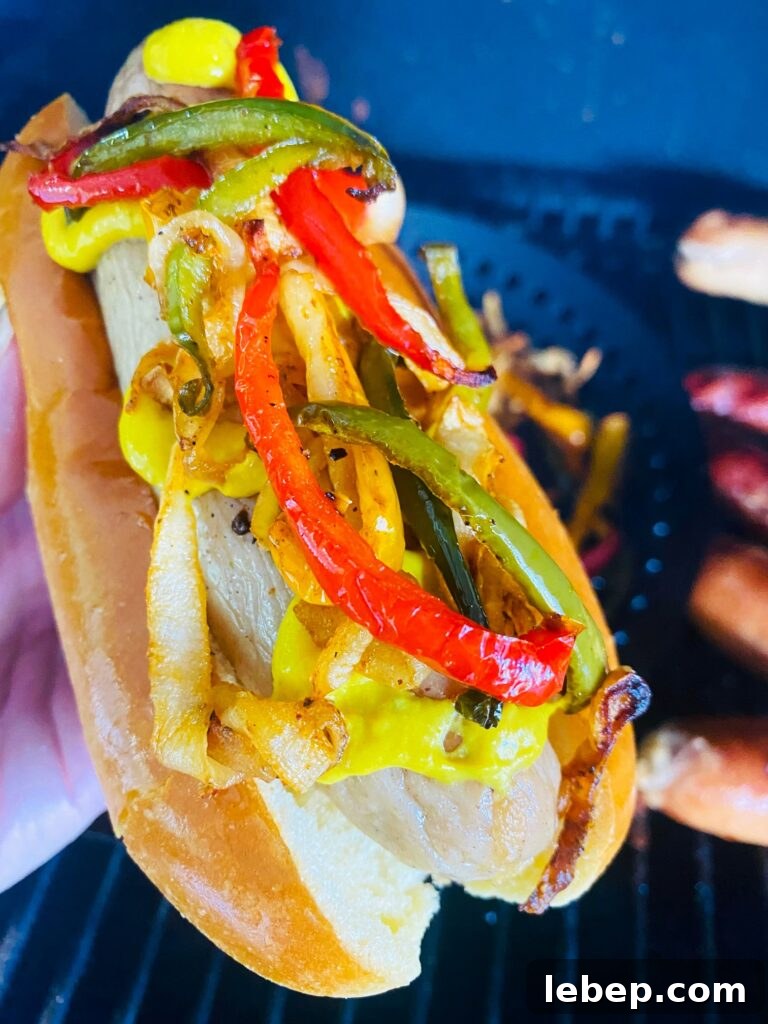 Traeger Brats Peppers and Onions