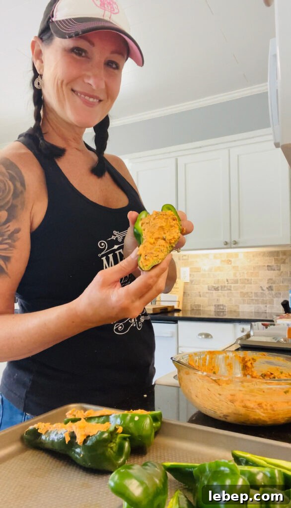 stuffing the peppers