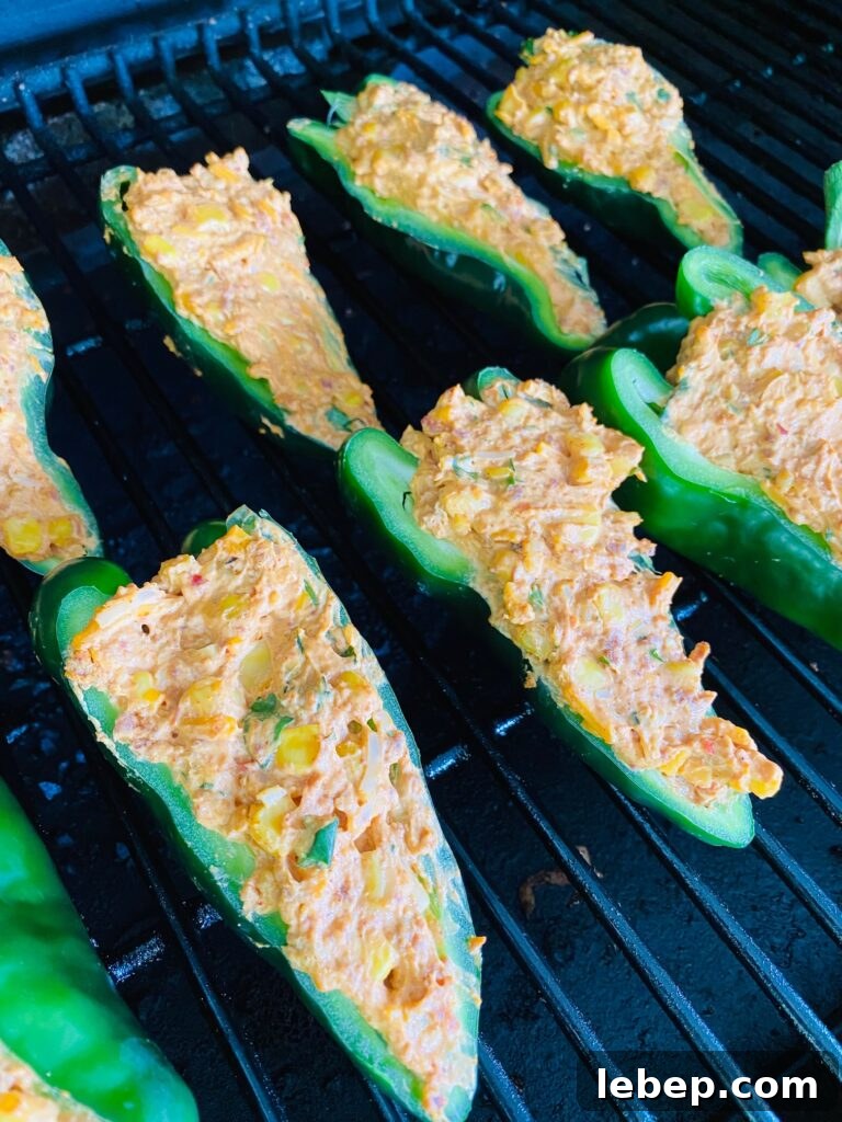 Traeger Chorizo Stuffed Poblanos before cooking