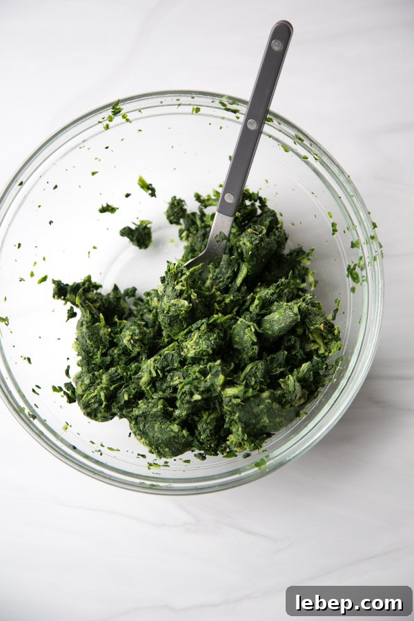 Creamy Warm Spinach Dip — Dairy- and Gluten-Free Recipe 3 thawed spinach in a bowl
