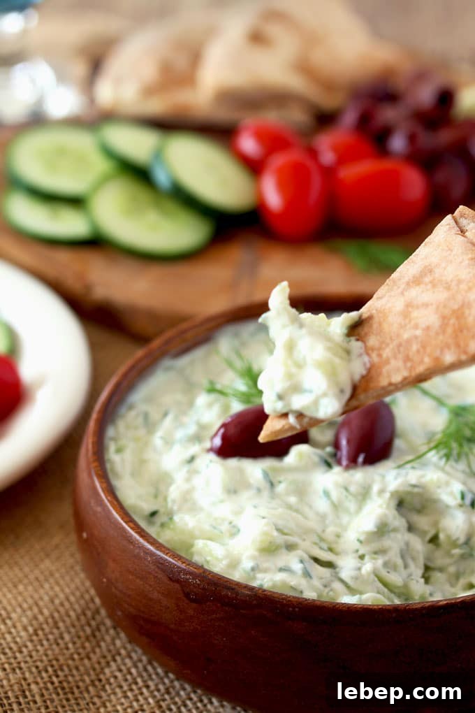 Authentic Greek Tzatziki Sauce Recipe — Creamy Cucumber Yogurt Dip 3 Greek Tzatziki Sauce is made from just a few ingredients. Fresh cucumbers and Greek yogurt are the base of this fresh, light and healthy sauce. Perfect as a dip, condiment or as an accompaniment to many Mediterranean dishes.