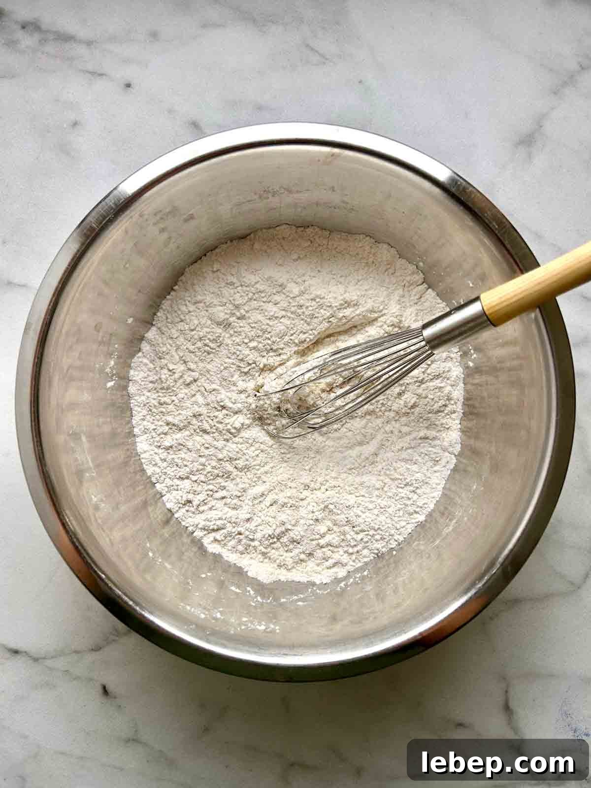 dry mixture whisked in bowl.