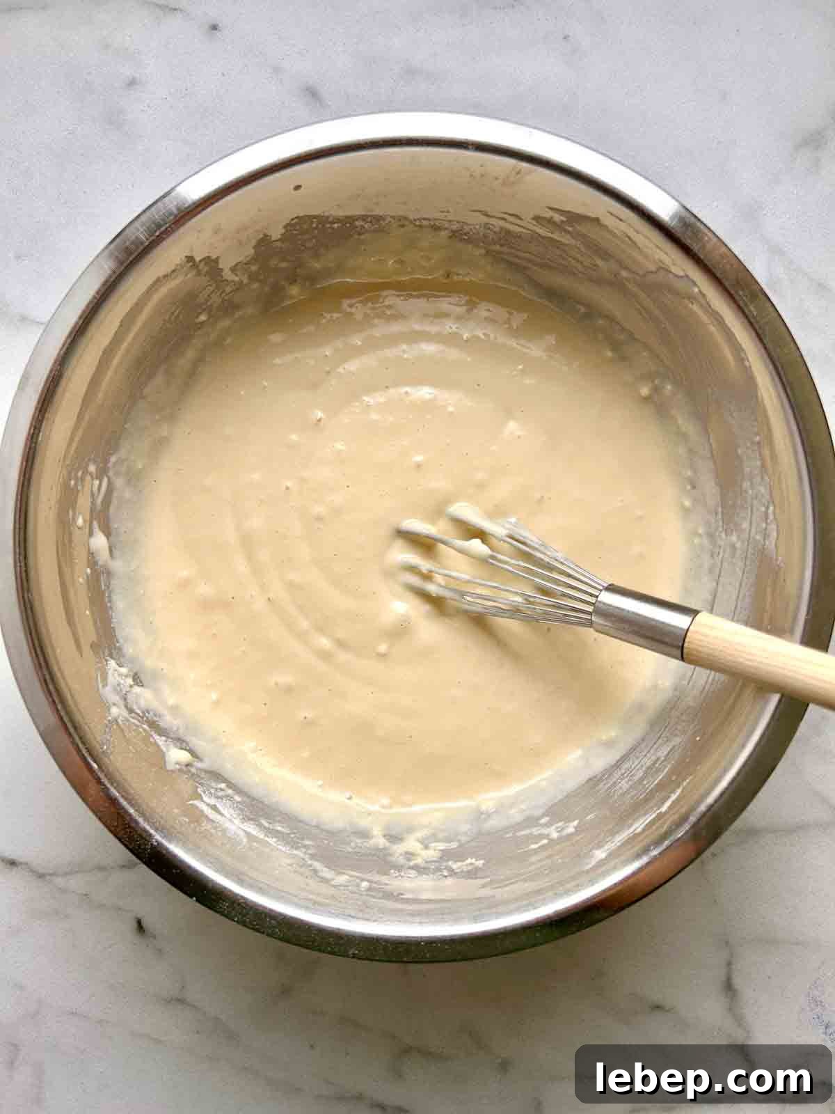 batter whisked in bowl.