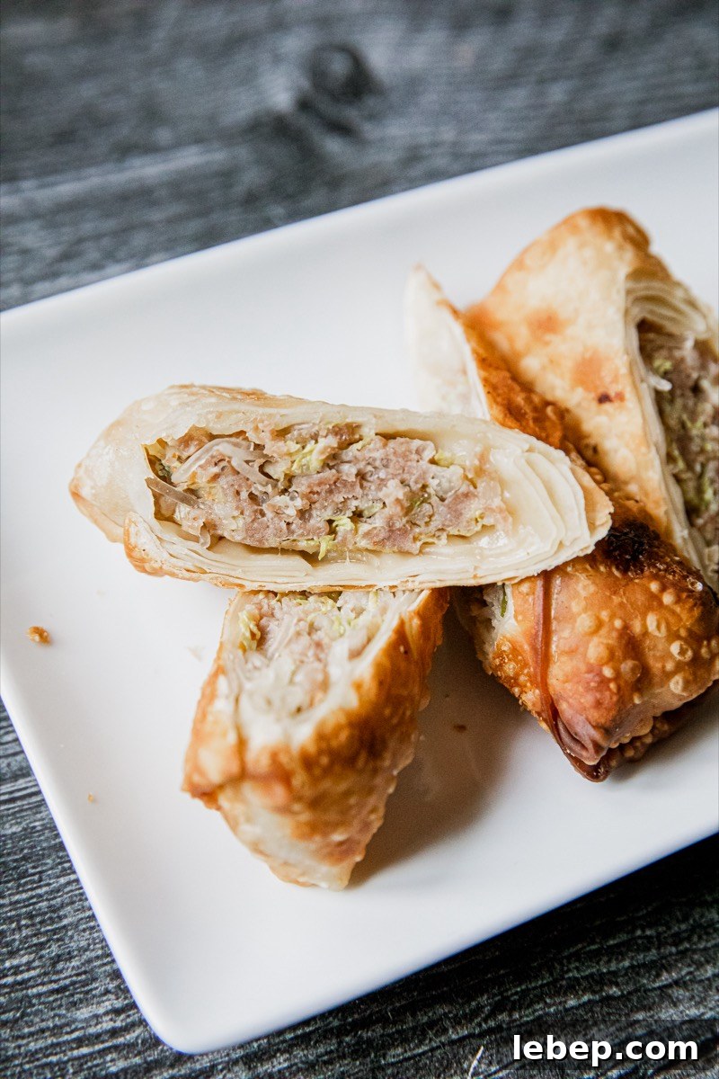 Crispy Homemade Egg Rolls Recipe with Savory Dipping Sauce 8 Serving suggestion with rice