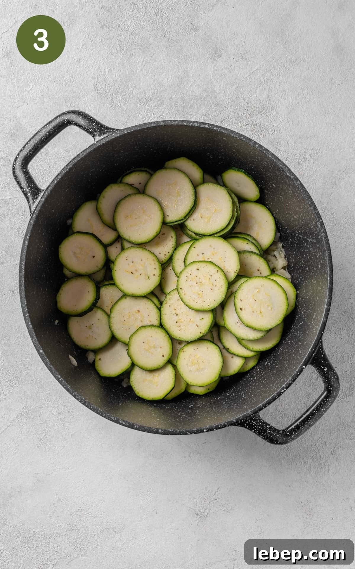 Courgette in a saucepan.