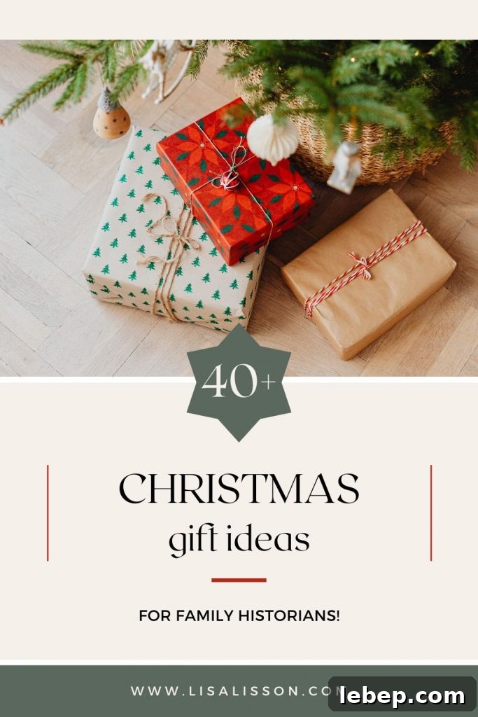 Top Genealogy Gift Ideas for 2023: Unique Presents for Family History Enthusiasts 2 Christmas packages wrapped up in green and white wrapping paper