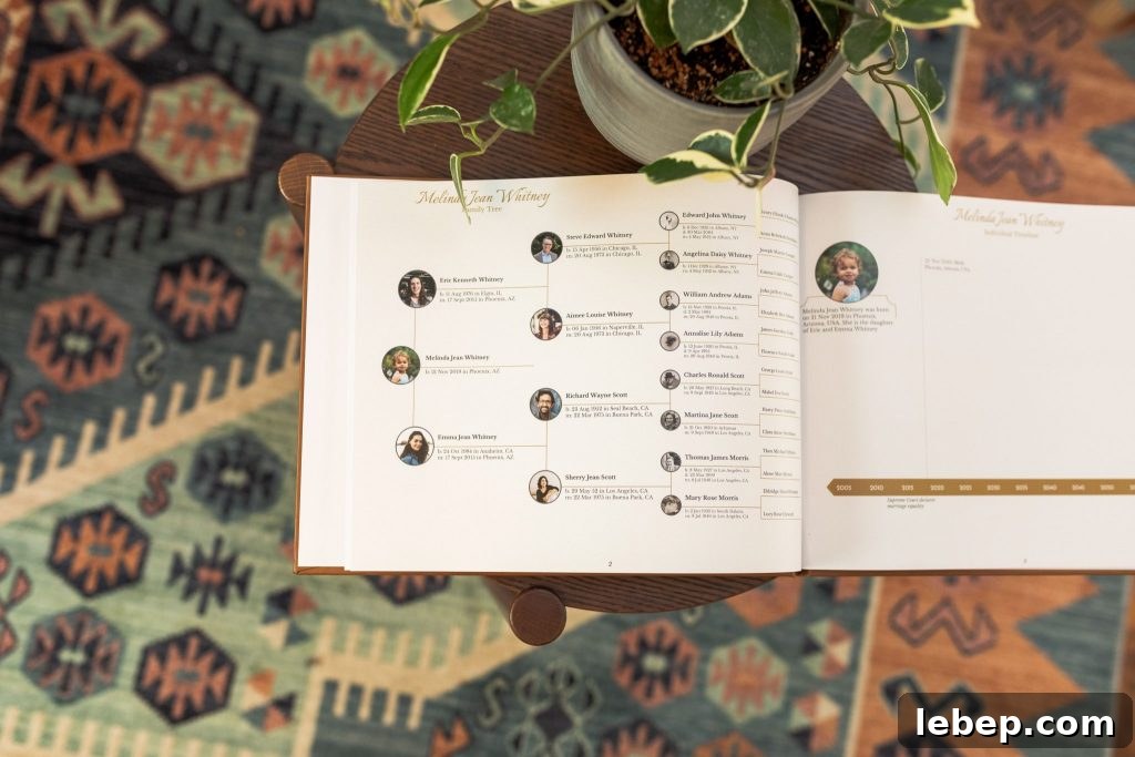 Top Genealogy Gift Ideas for 2023: Unique Presents for Family History Enthusiasts 6 Open family history book with a pedigree chart displayed