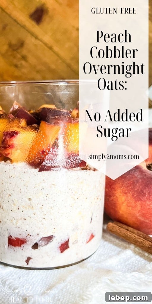 Peach Cobbler Overnight Oats (THM-E) — Make Ahead Recipe 13 Peach Cobbler Overnight Oats pin image