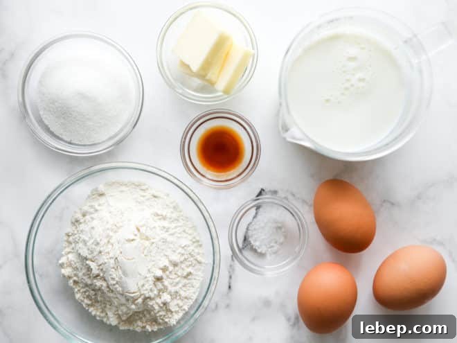 ingredients for homemade crepes
