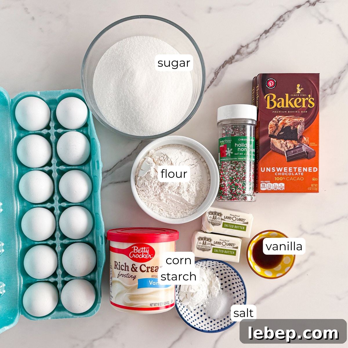 Ingredients for Christmas Brownies.