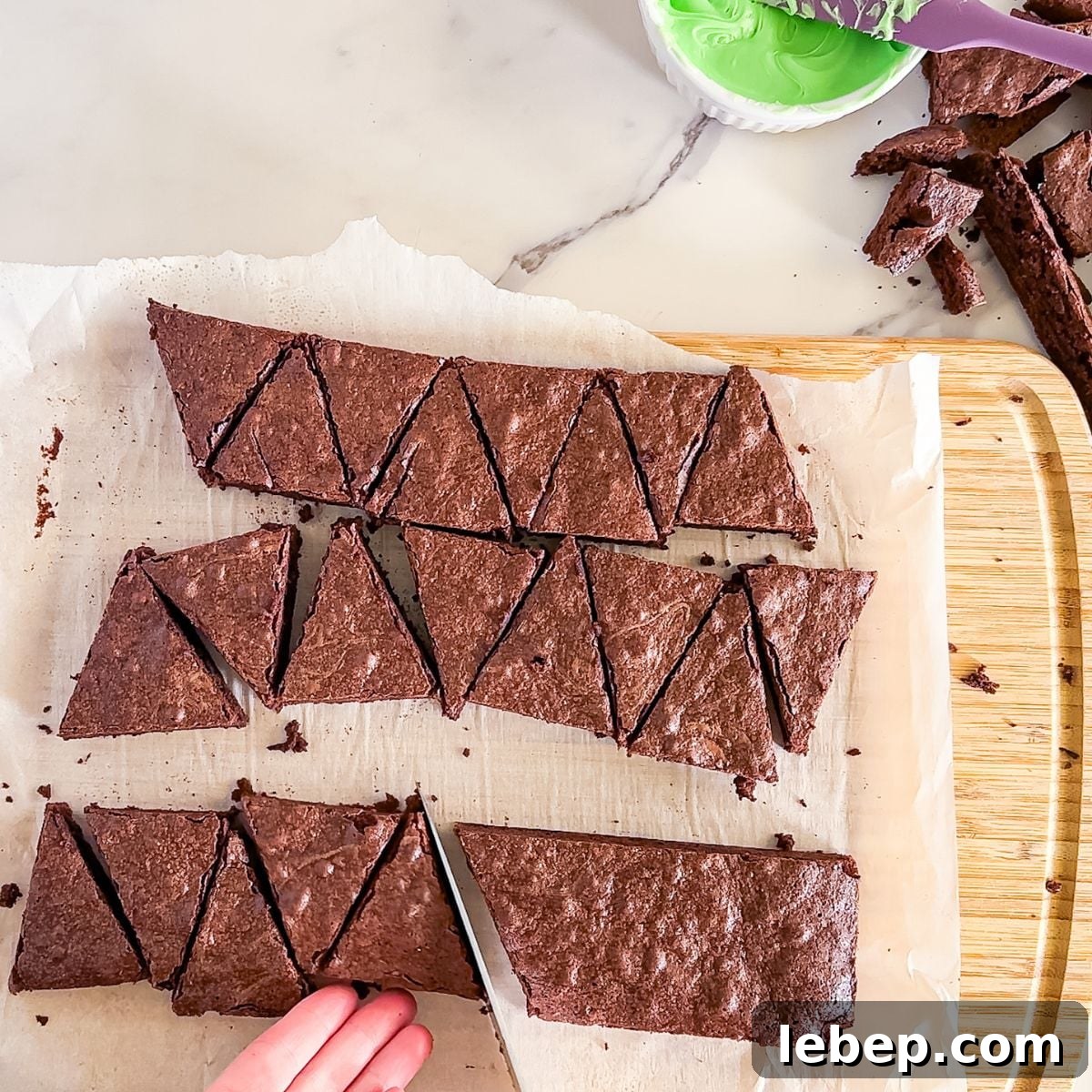 Cut the brownies into triangle