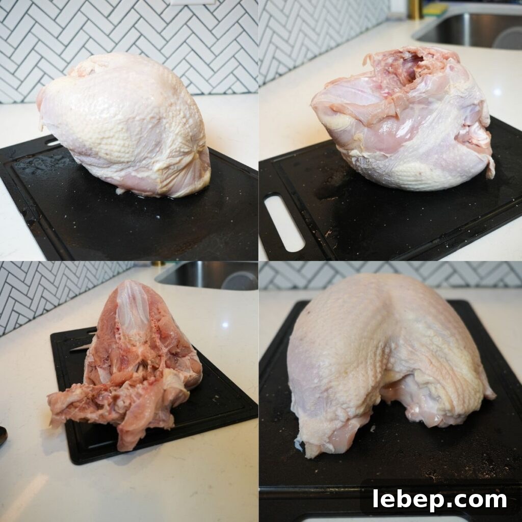 Turkey breast with backbone cut out.