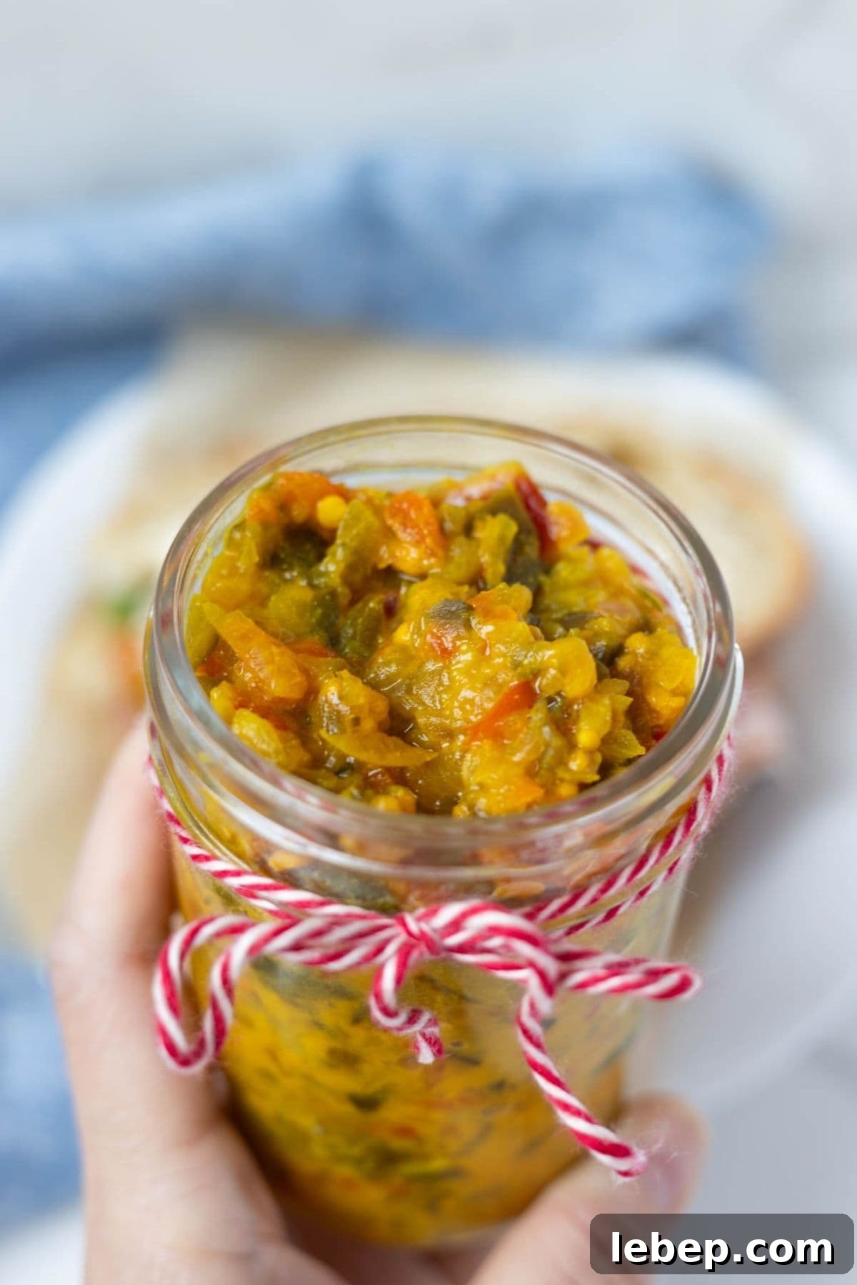 Homemade Mustard Relish Recipe for Tangy Sandwiches and Burgers 7 Mustard relish in a jar with lid off to show texture.