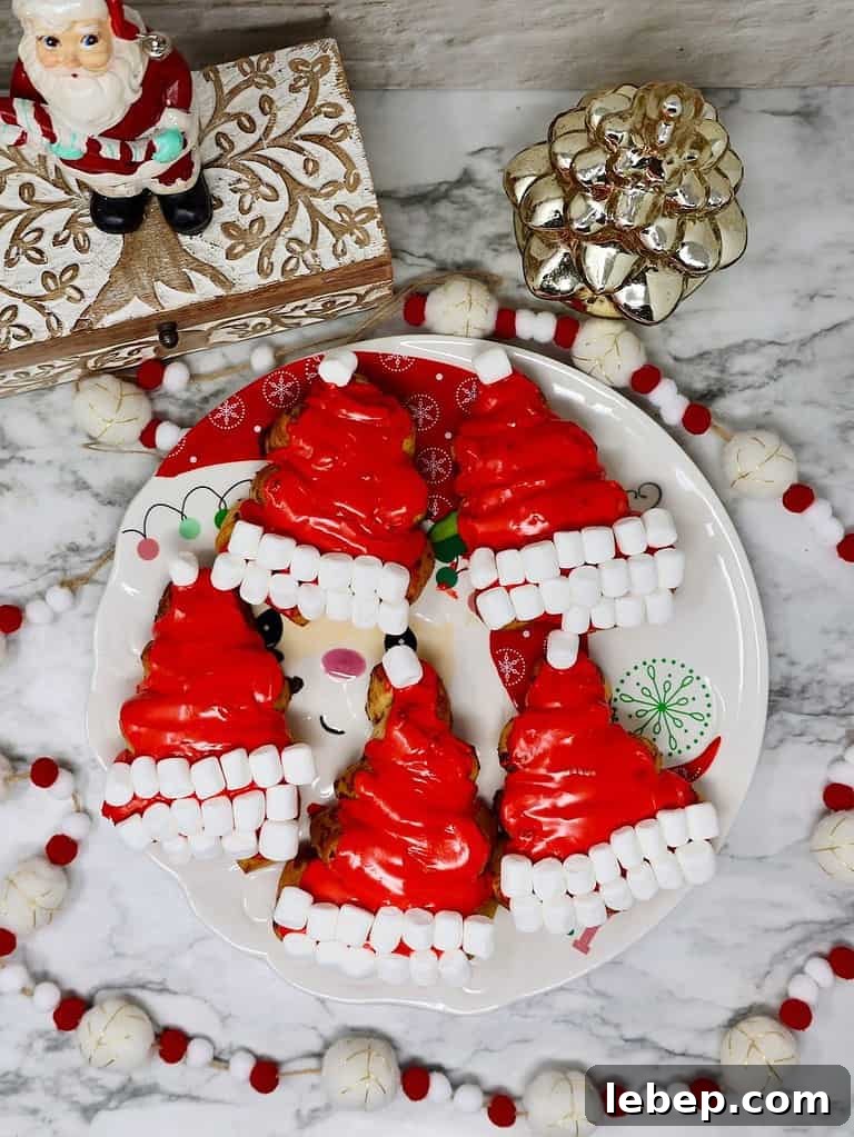Santa Hat Cinnamon Rolls — Festive Christmas Breakfast Recipe 5 Cinnamon Rolls Christmas with Marshmallows