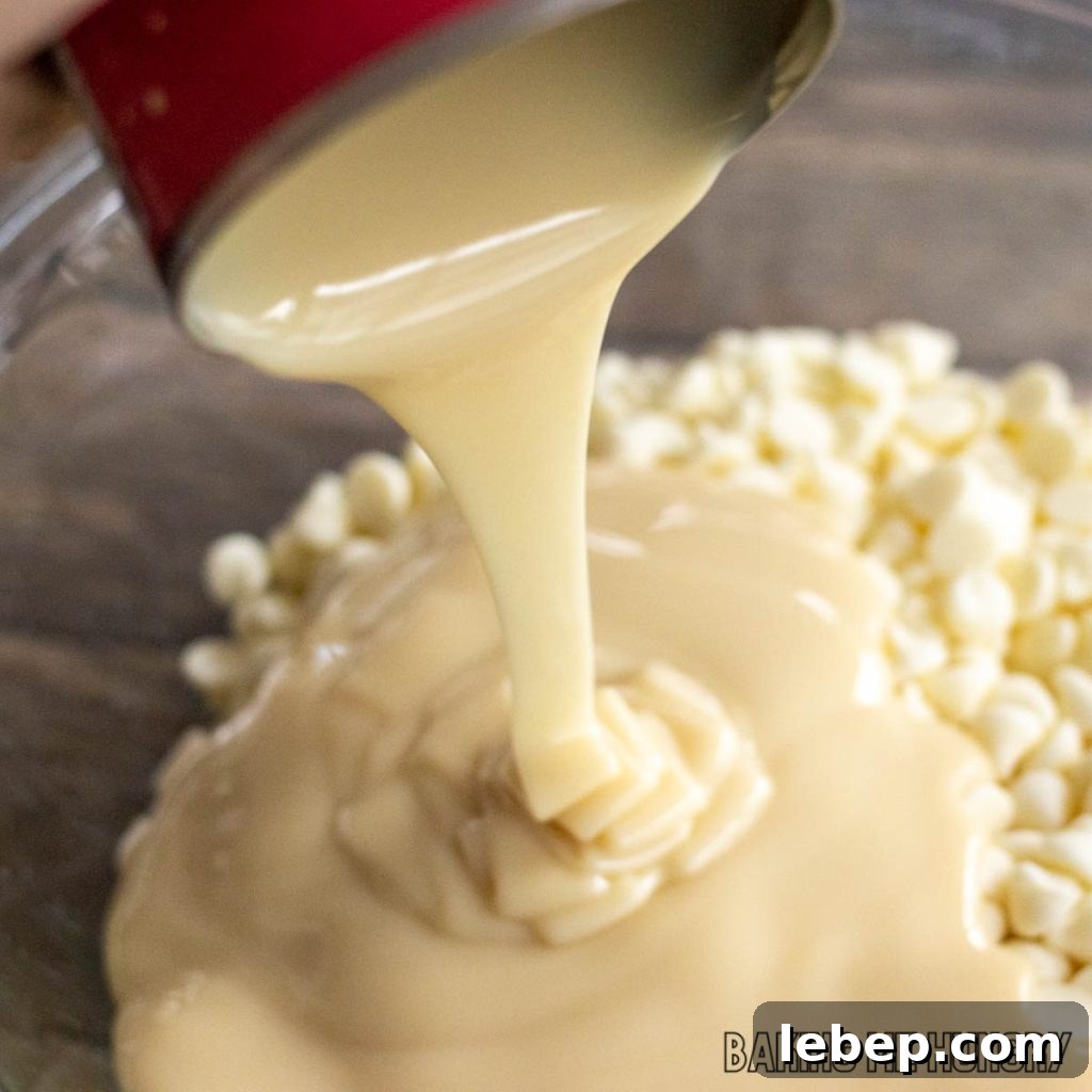 sweetened condensed milk being pouring into bowl