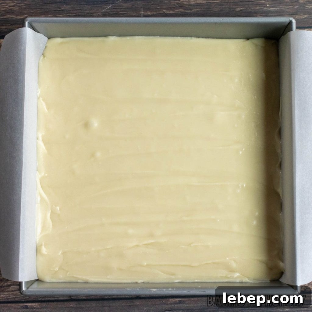 fudge in parchment paper lined 9 x 9 pan