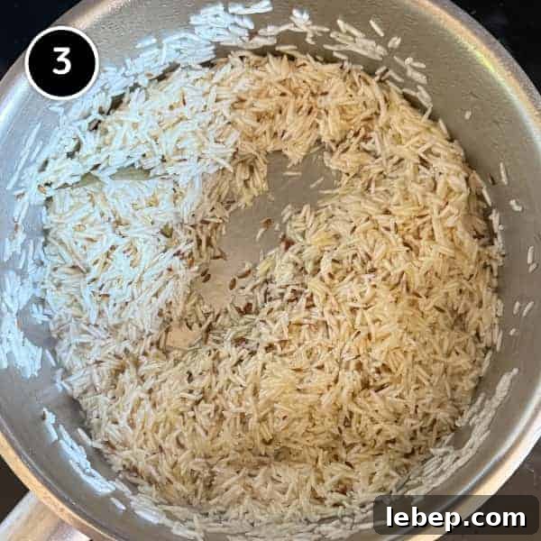Indian Jeera Rice in a pan