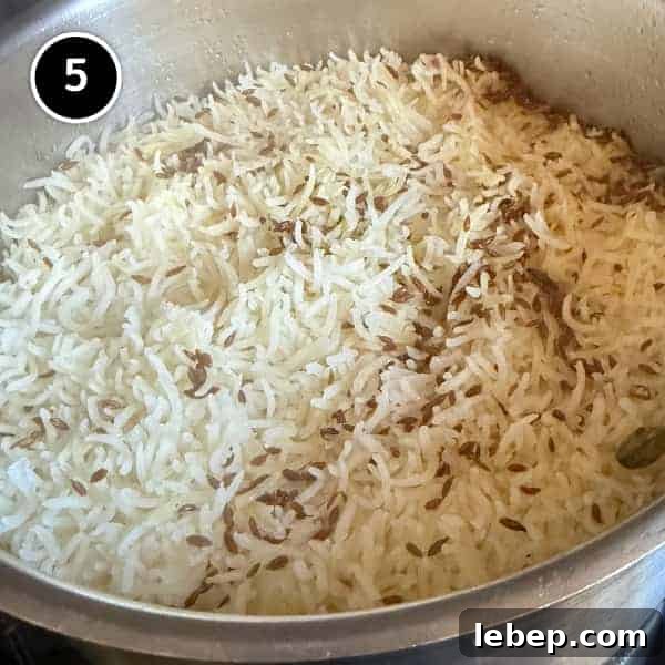 Indian cumin rice side dish with perfectly separated basmati grains
