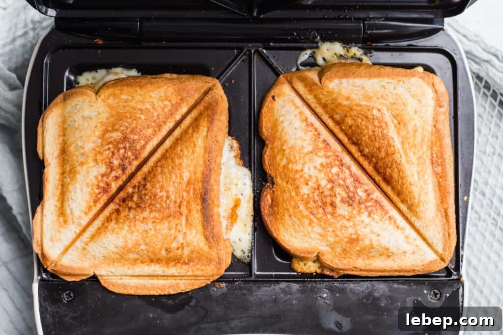 Hummus and Melted Cheese Toastie Recipe for Quick Lunch 6 cooked sandwich in a sandwich maker