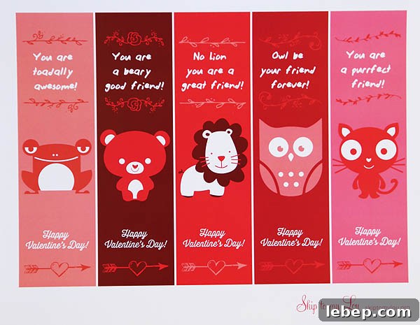 Valentine printable bookmarks
