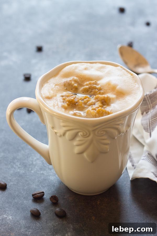 Pumpkin Spice Oatmeal Latte Recipe — Creamy Autumn Coffee Treat 2 This Pumpkin Spice Oatmeal Latte is just what you need on a cozy fall morning. Your favorite things in one mug... pumpkin, oats, espresso and steamed milk! Grab a spoon.