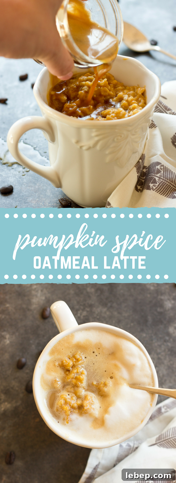 Pumpkin Spice Oatmeal Latte Recipe — Creamy Autumn Coffee Treat 9 This Pumpkin Spice Oatmeal Latte is just what you need on a cozy fall morning. Your favorite things in one mug... pumpkin, oats, espresso and steamed milk! Grab a spoon.