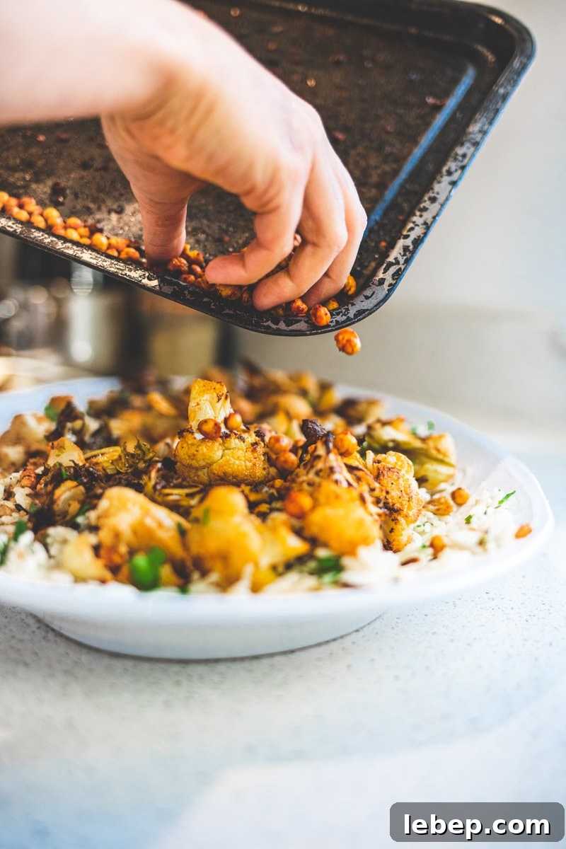 Harissa Roasted Cauliflower Salad with Tahini Dressing 3 Plating up the Harissa Roasted Cauliflower Salad - Georgie Eats