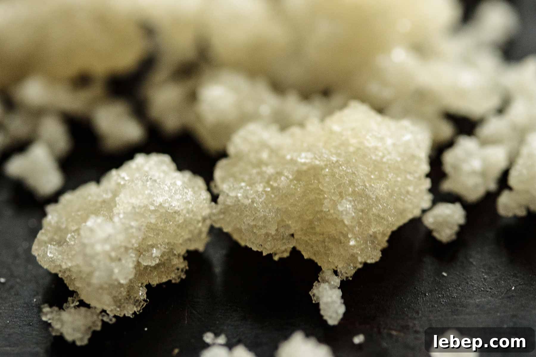 Close up on sugar pearls made using this recipe.