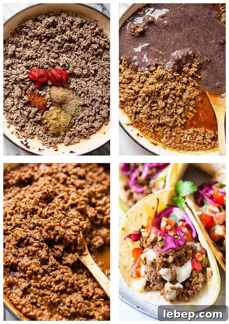 Flavorful Ground Beef Tacos with Homemade Taco Seasoning 4 Taco Meat Recipe Cooking Process