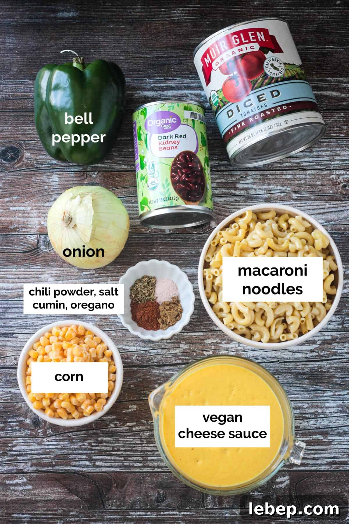 Recipe ingredients arrayed in individual bowls.