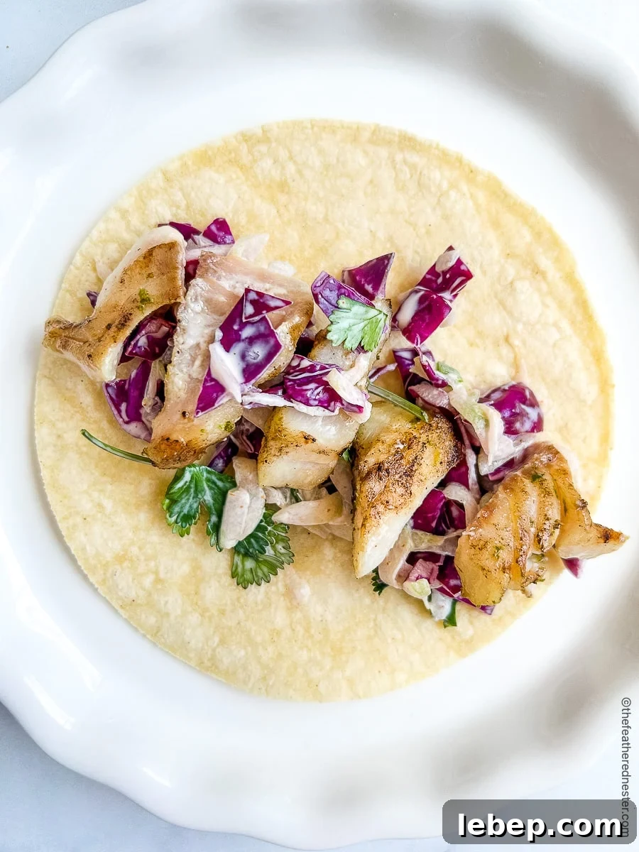 Open faced seafood taco.