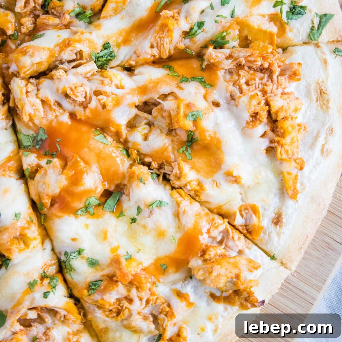 Close-up slices of buffalo chicken pizza. Close up of slices of buffalo chicken pizza