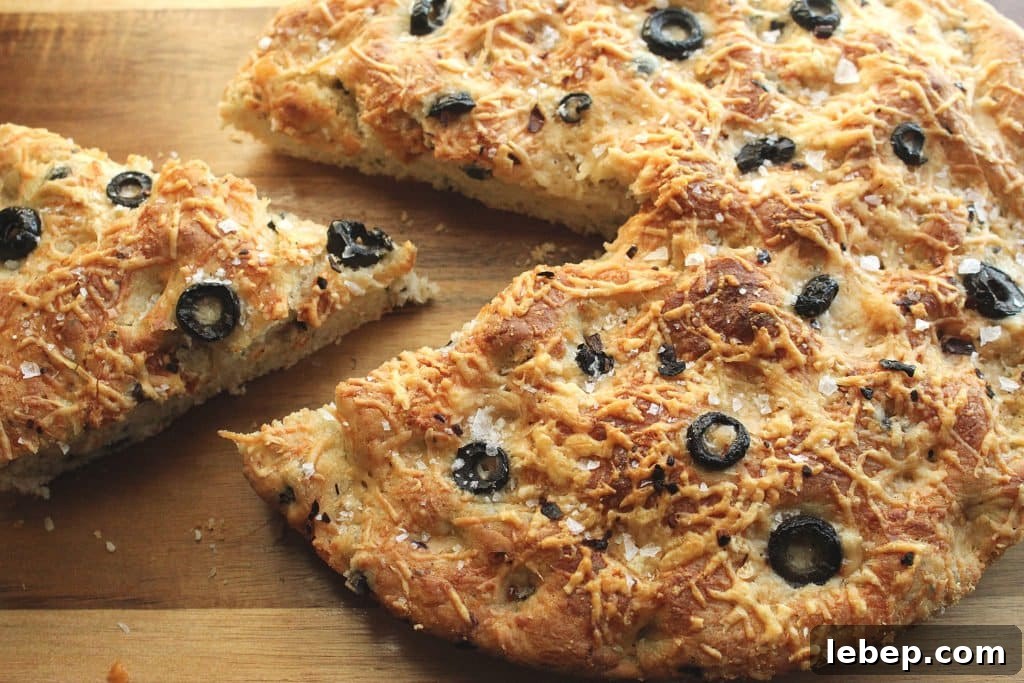 Easy Skillet Black Olive and Parmesan Focaccia Bread Recipe | Chenée Today