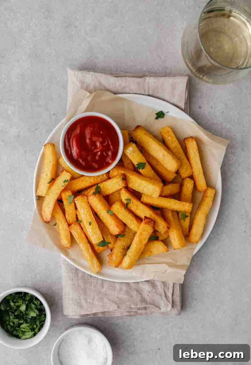 Overhead polenta fries shot