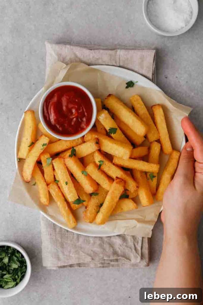 Polenta fries on plate