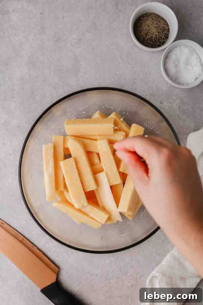 Season the polenta fries