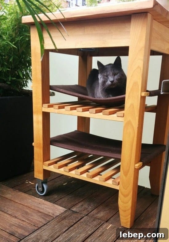 20 Clever IKEA Hacks to Delight Your Cat 22 mobile island cat hammock