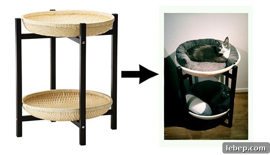 20 Clever IKEA Hacks to Delight Your Cat 6 two-level cat bed