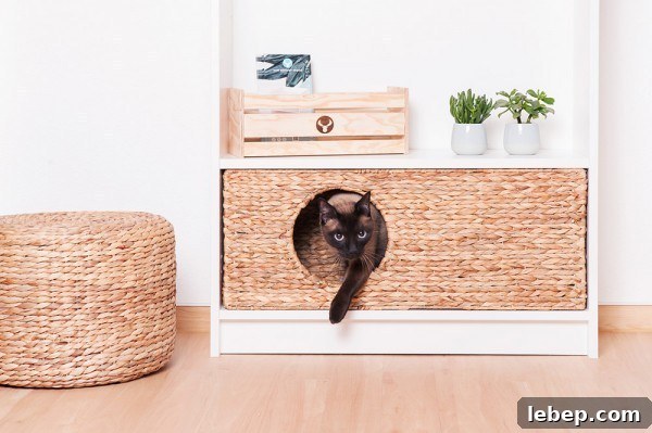 20 Clever IKEA Hacks to Delight Your Cat 10 wicker cat cubby