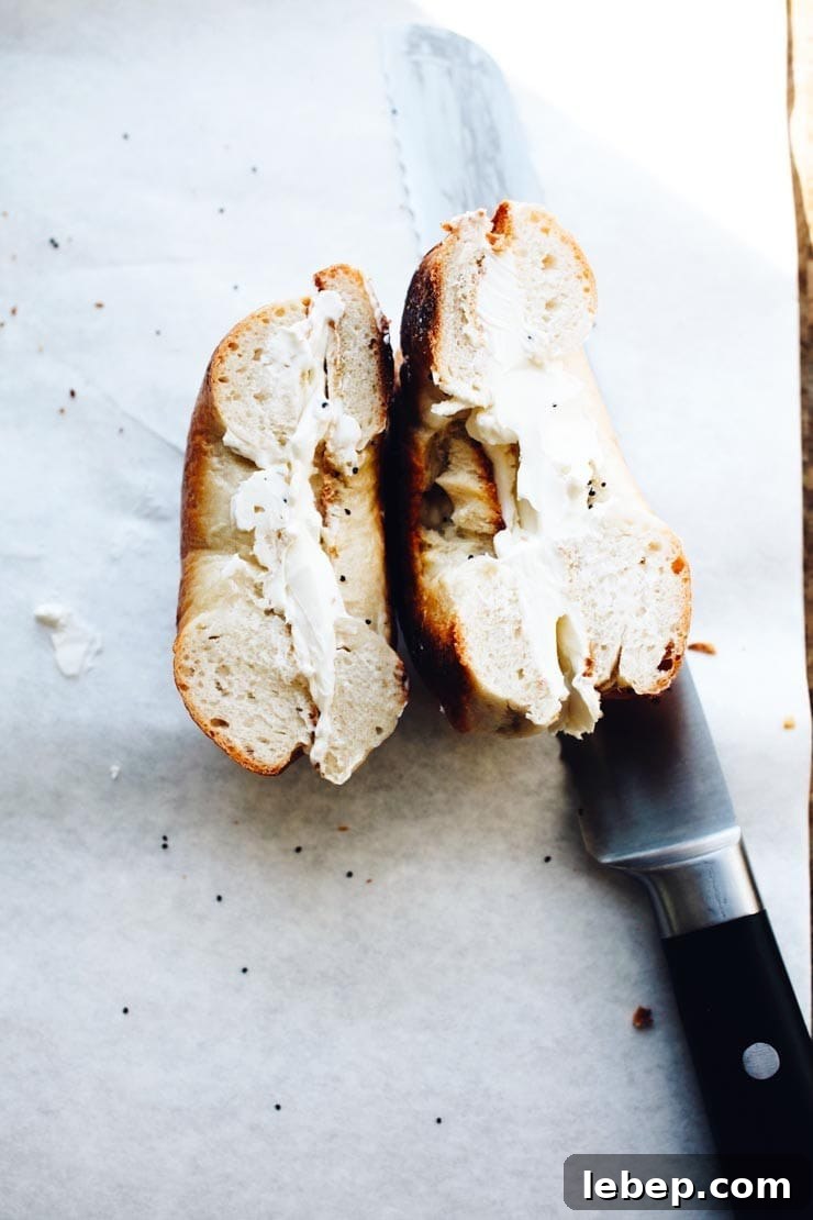 Authentic New York Bagel Recipe: Crispy Outside, Chewy Inside 5 New York-Style Bagel with Cream Cheese