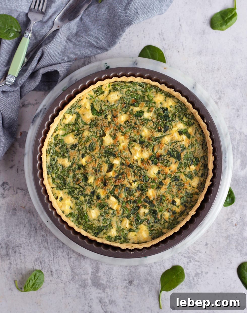 Quiche from above in the Tart Pan.