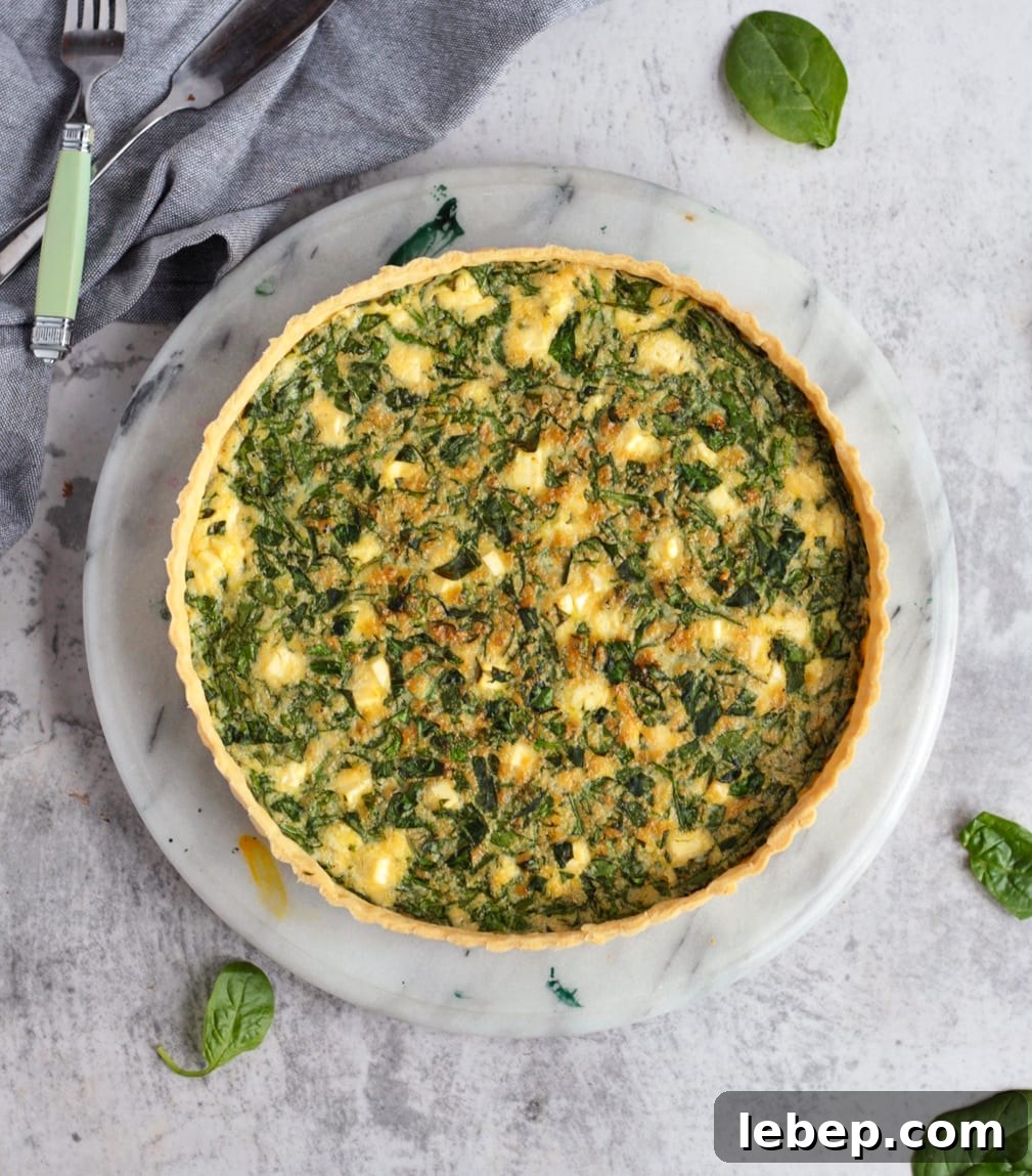 Quiche from above on a Marble Board.