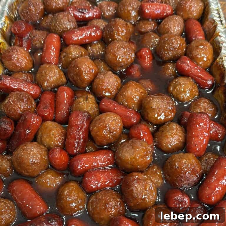 Platter of meatballs and smokies