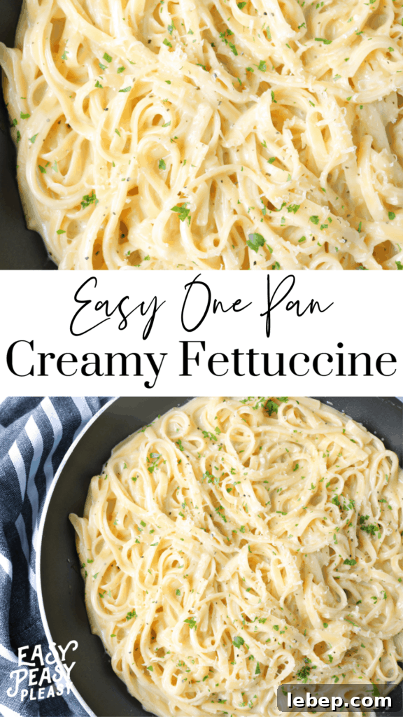 25-Minute One-Pan Fettuccine: Creamy Dinner in One Skillet 6 Easy One Pan Creamy Fettuccine comes together in 20 minutes. It's Perfect for any night of the week. It can be served as a side or main dish with some shrimp or chicken.