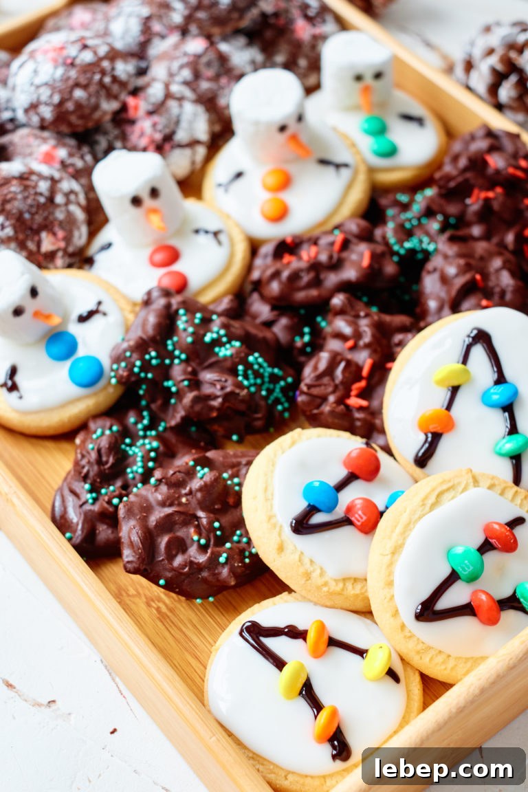 Christmas Light Sugar Cookies: Festive Decorating Tips & Recipe 7 top down view of a Christmas cookie tray filled with different types of cookies.