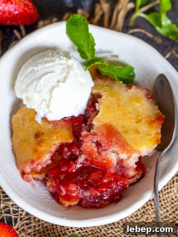 Easy Homemade Strawberry Cobbler.