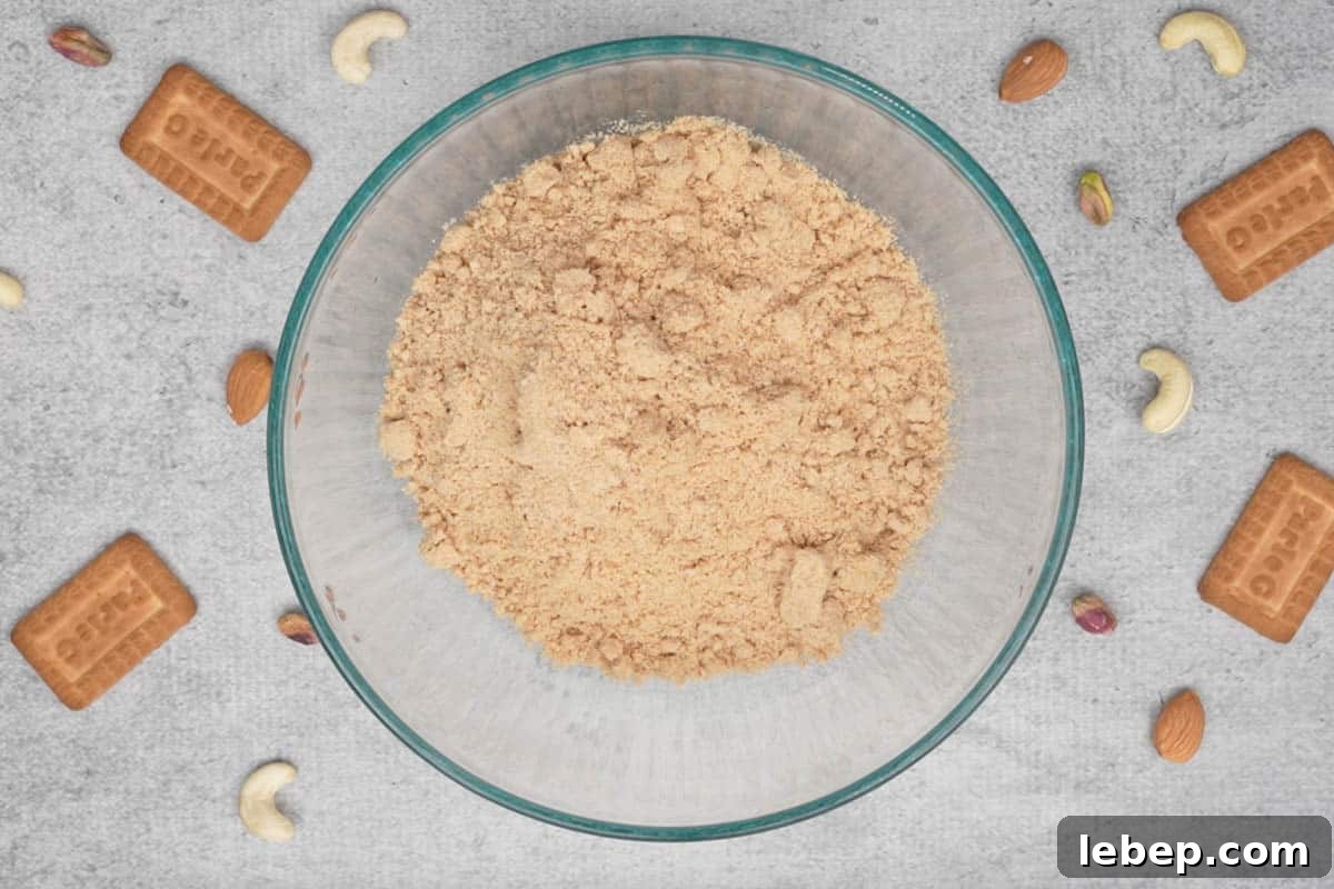 Powder transferred to a mixing bowl.