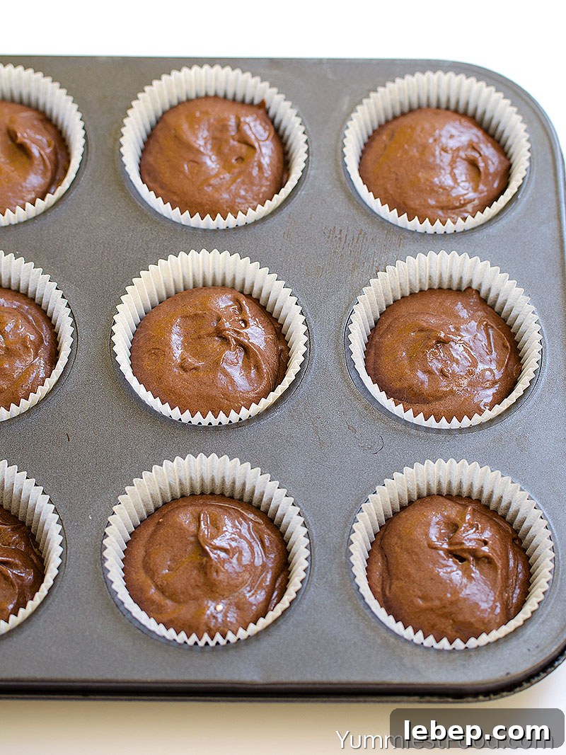 Strawberry Chocolate Cupcakes Recipe — Moist Chocolate & Fresh Strawberries 3 Strawberry Chocolate Cupcakes - Making - Step 1