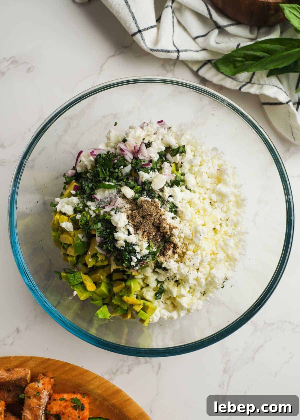 Creamy Avocado and Feta Dip Recipe for Parties and Snacks 4 ingredients for avocado feta dip in a bowl