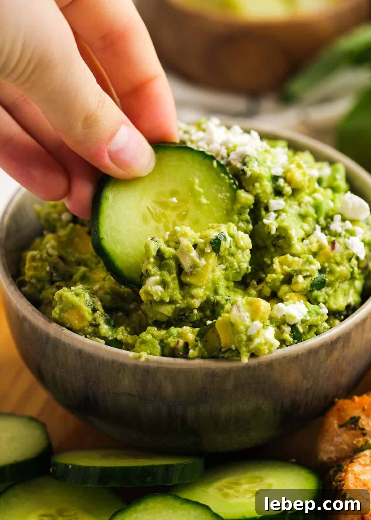 Creamy Avocado and Feta Dip Recipe for Parties and Snacks 6 cucumber with avocado dip